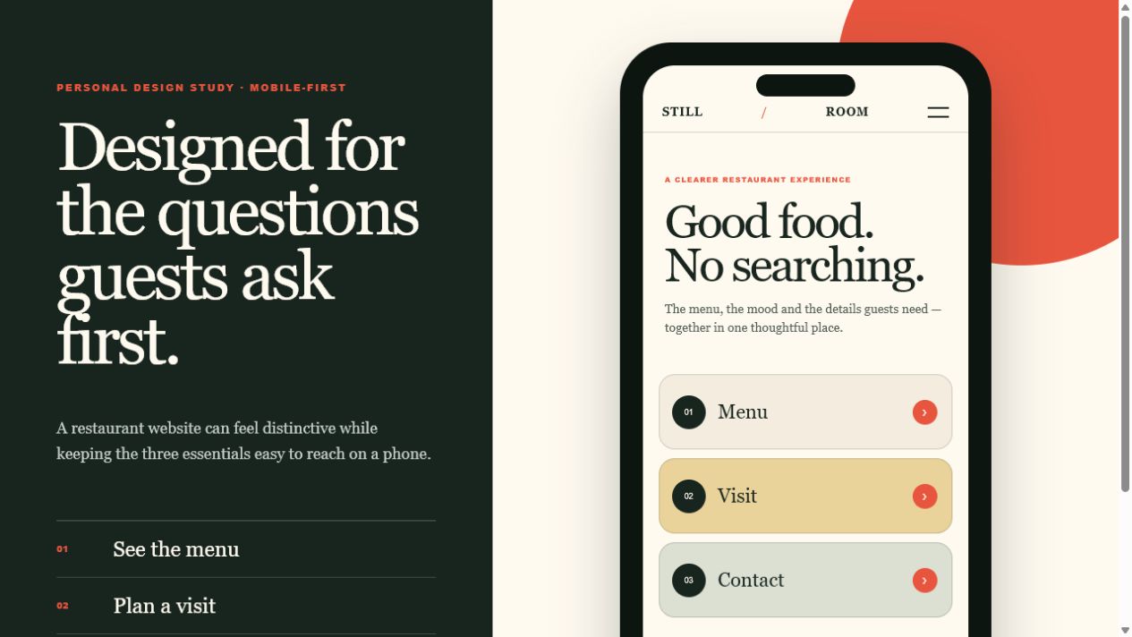 Mobile menu interface detail
